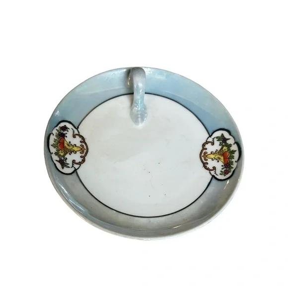 Noritake Fruit Basket Lemon Server Plate Lusterware Blue White - Picture 6 of 6